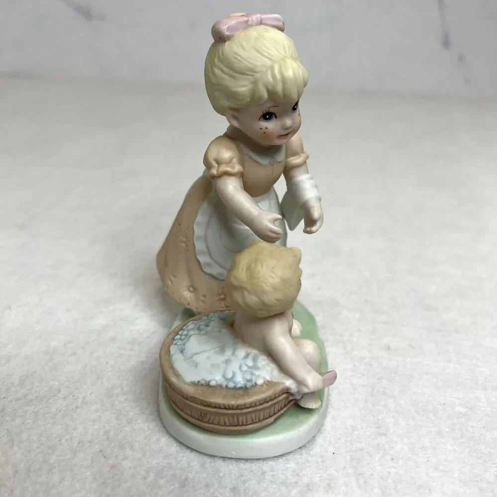 Vintage Homco Mother Washing Child Figurine